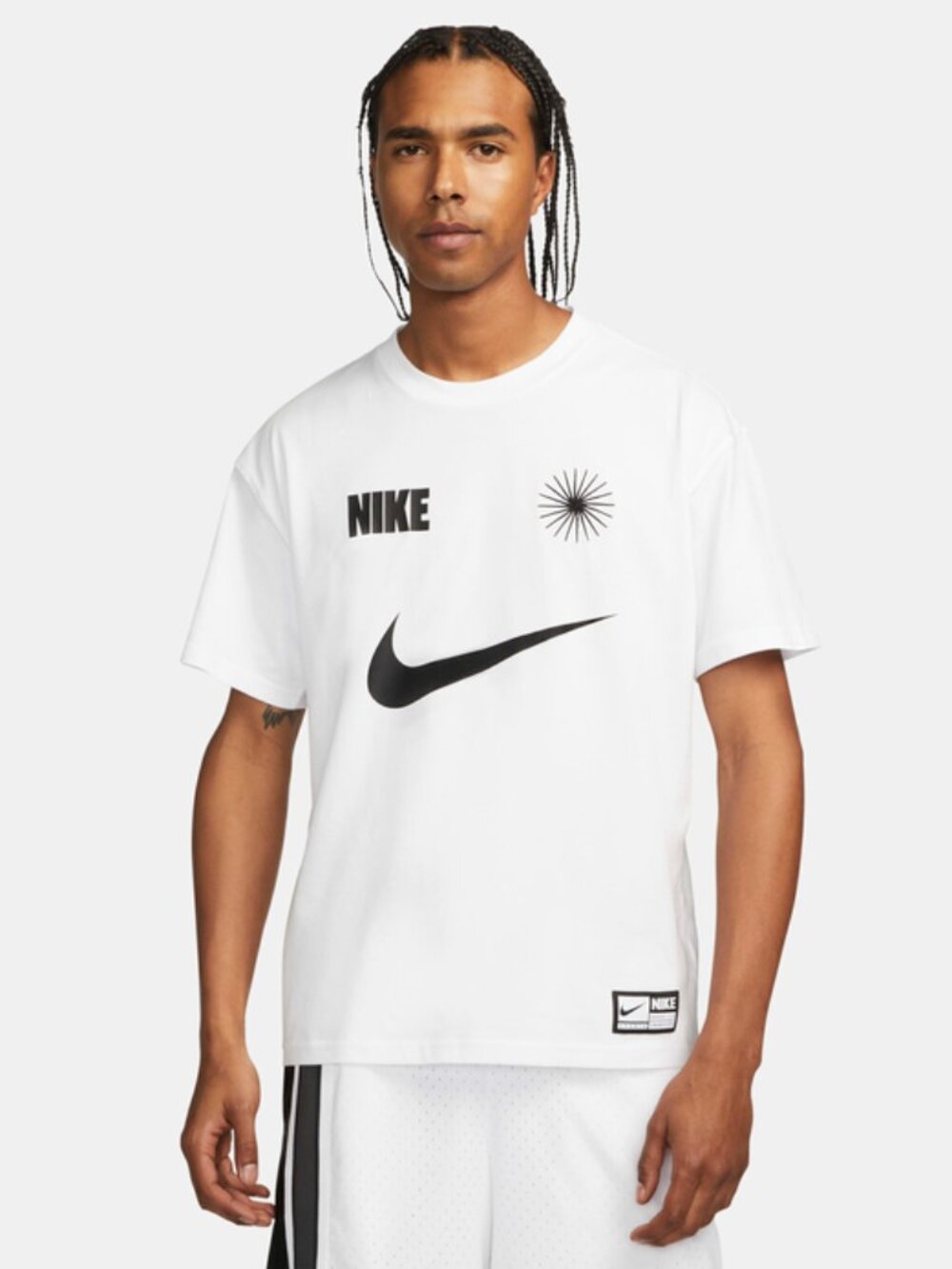 Nike Tee Shirt Men's Size Large White Graphic Logo Crew Neck Short Sleeves
